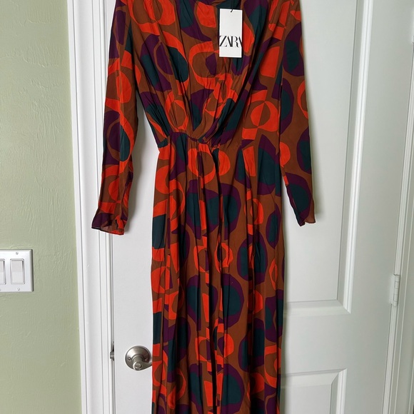 Zara Dresses & Skirts - Zara Black and Red Cowl Neck Bishop Sleeve Sundress